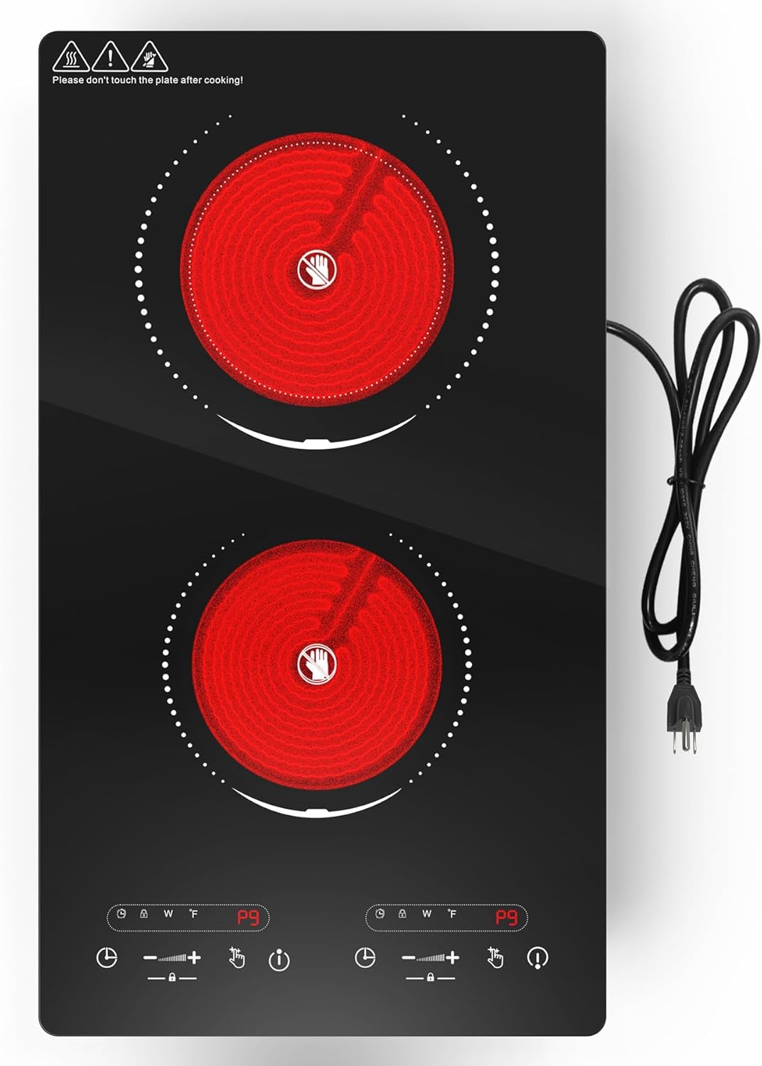 VBGK Electric Cooktop 2 Burner with Safety Features and Timer