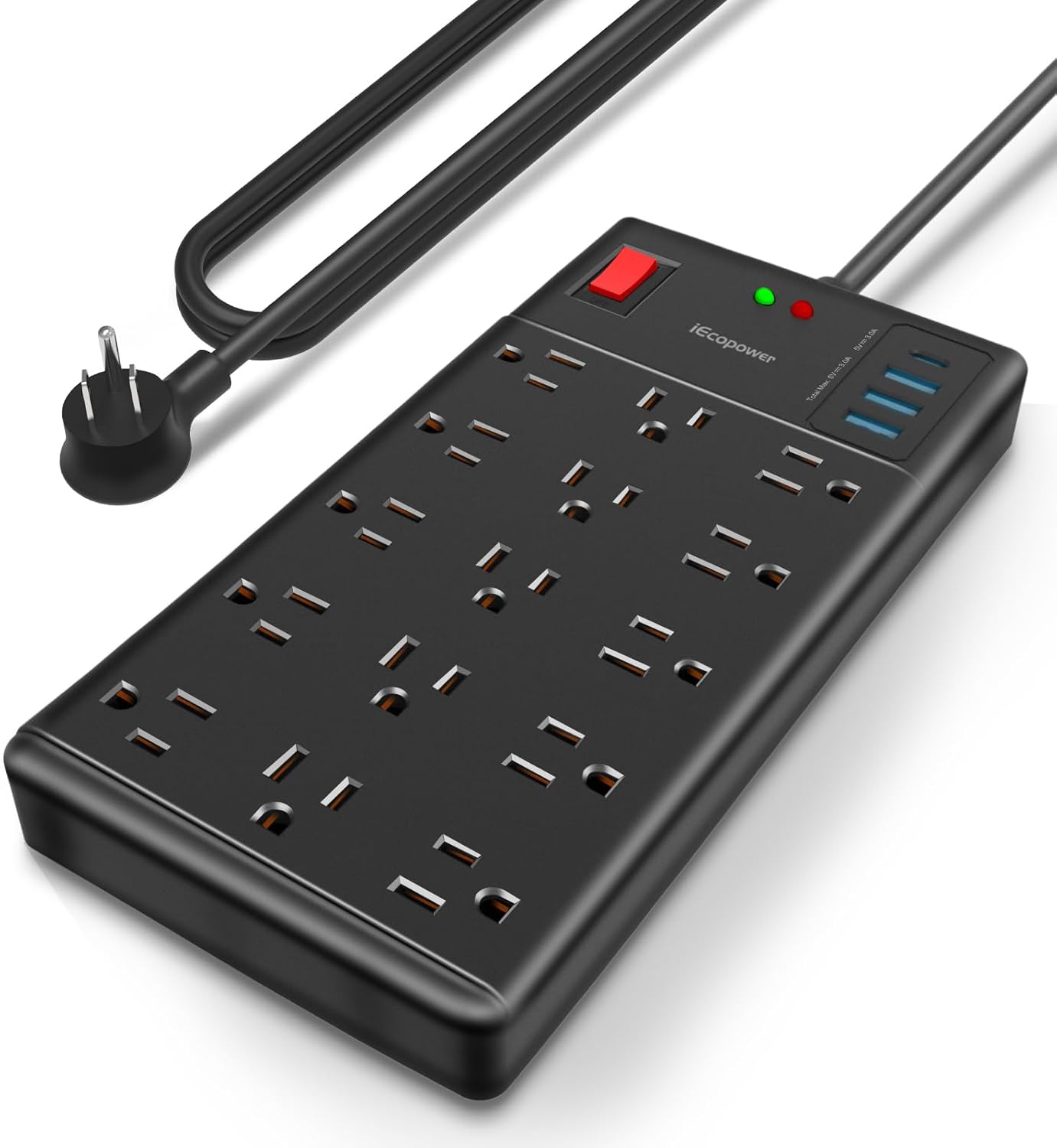 IECOPOWER Surge Protector Power Strip: Ultimate Outlet Expansion!