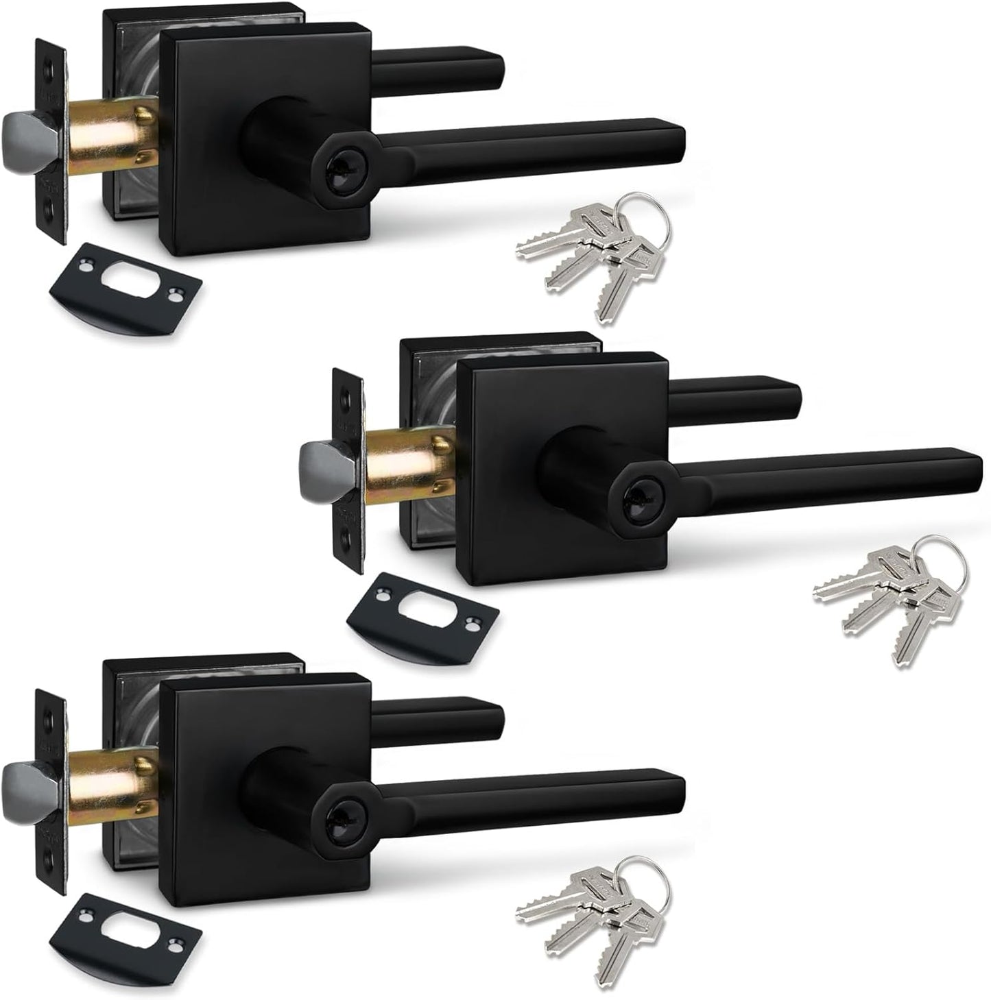NEWBANG Key Entry Lever Lock in Venetian Matt Black - 3 Pack