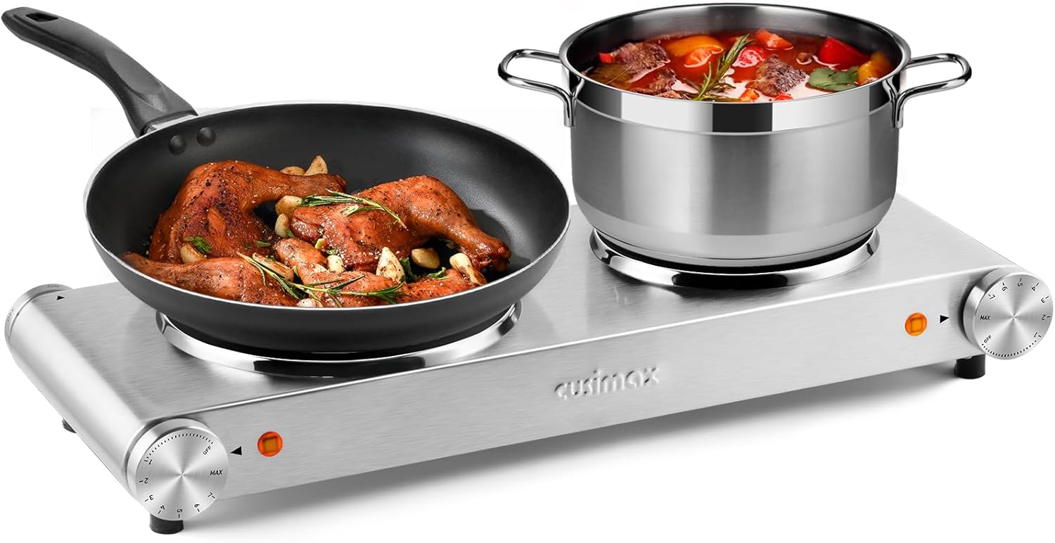 CUSIMAX Double Burner Electric Hot Plates for Cooking