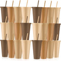 Skylety 24 Pc Brown Plastic Cups with Lids and Straws - Reusable 24 oz