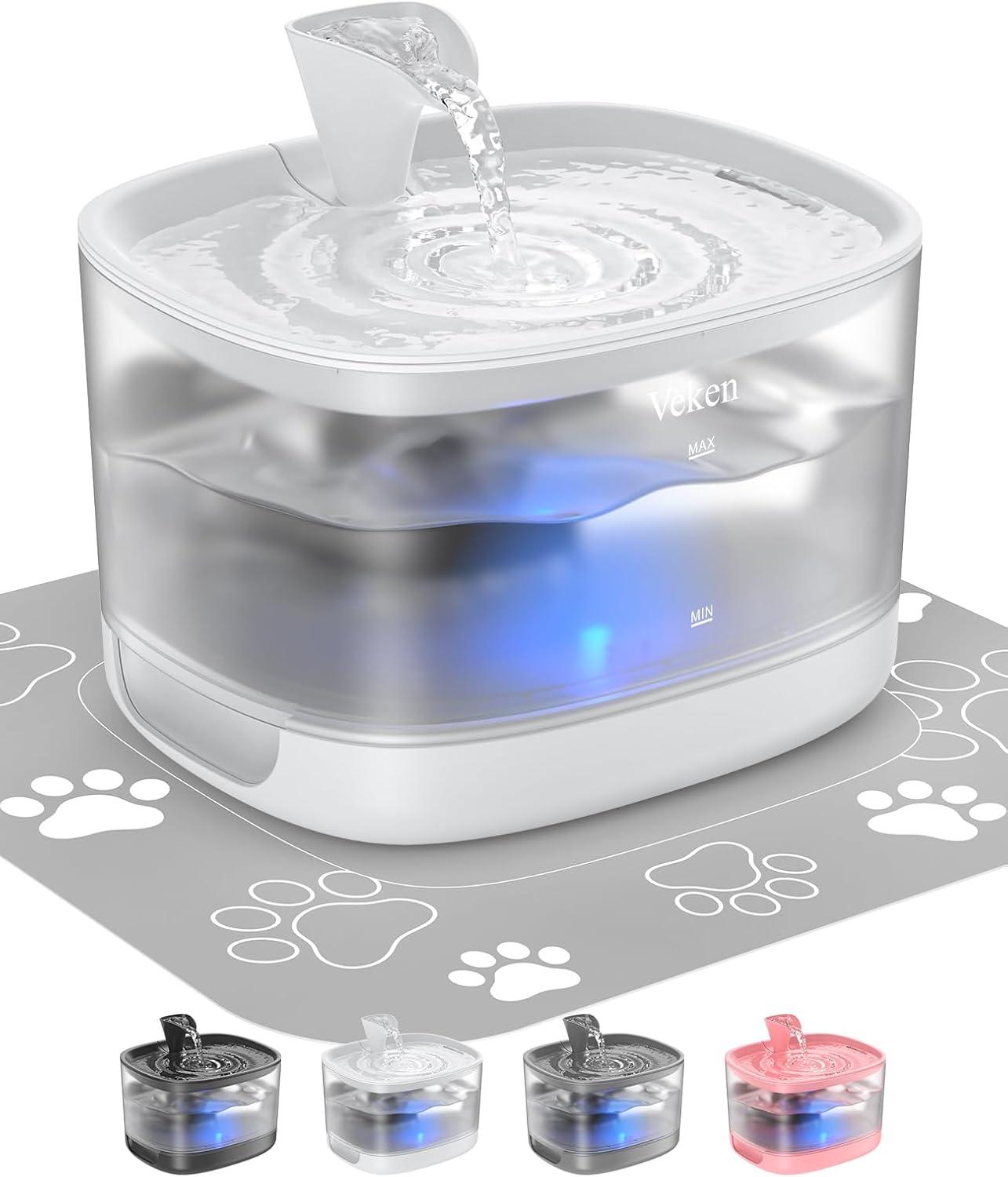 Veken Cat Water Fountain with Detachable Tank for Pets