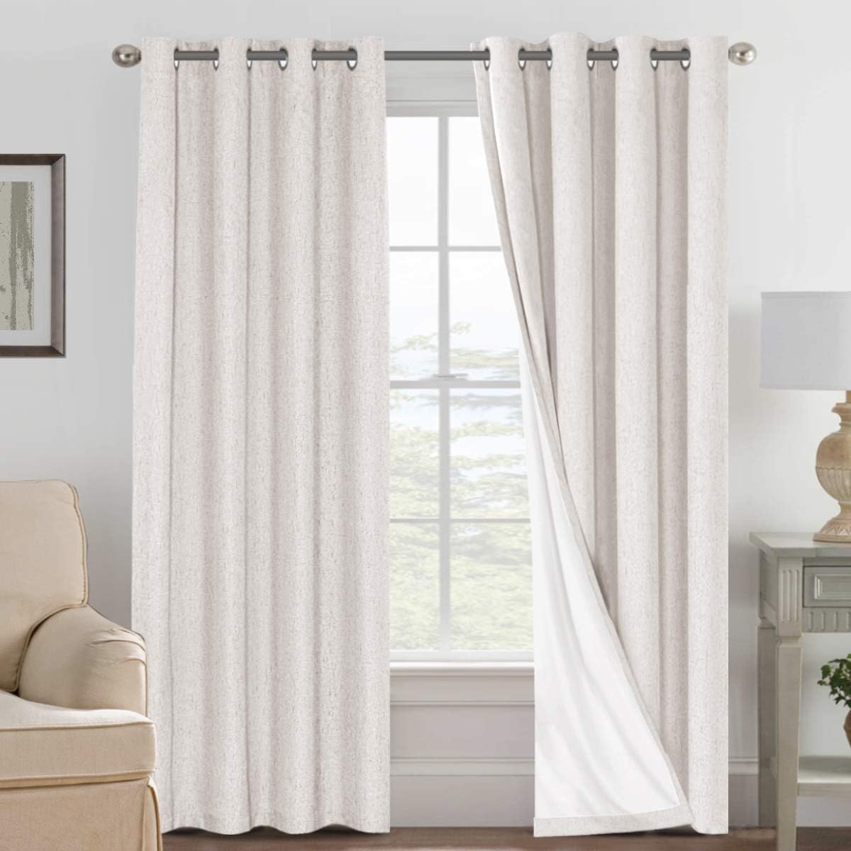 H.VERSAILTEX 100% Blackout Ivory Curtains - Elegant Bedroom Drapes