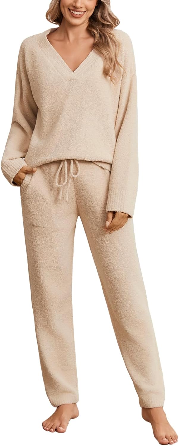 Snuggle Sac Pajamas for Women Set V Neck Ultra Soft Pjs