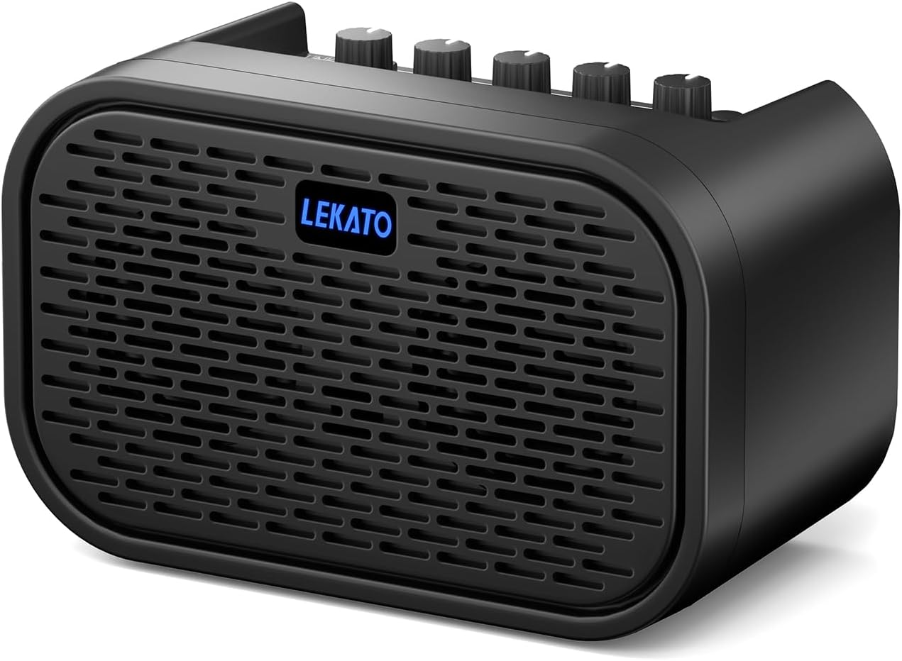 LEKATO 10W Mini Guitar Amp - Distortion, Clean, Delay + Bluetooth