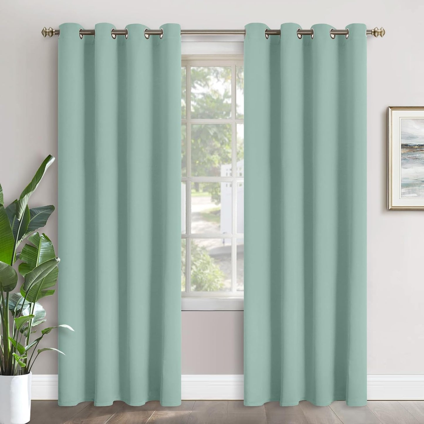 Sage Green Blackout Curtains 90 Inches for Bedroom Privacy