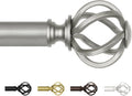 Long Curtain Rods 66 to 120 in with Antique Silver Floral Finials