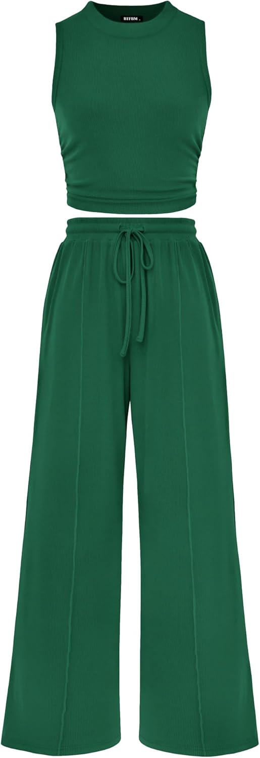BTFBM Women Summer 2 Piece Outfits for Beach and Lounge Wear