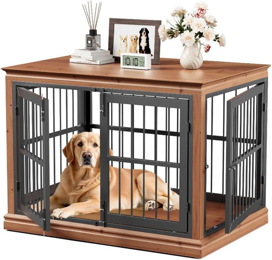 42 in Solid Wood Dog Crate Furniture for Large and Medium Dogs