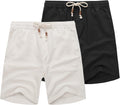 Men's Linen Shorts 2-Pack Casual Elastic Waist Drawstring - Summer