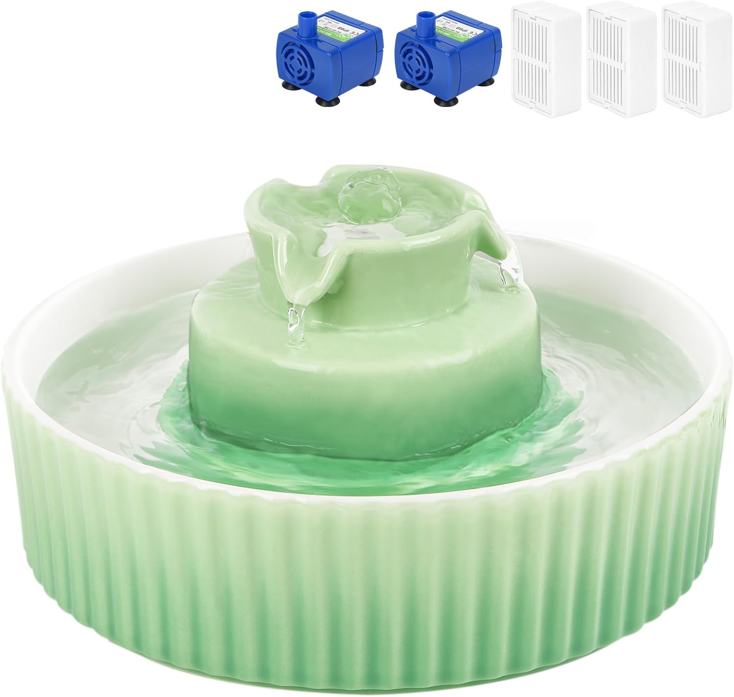 Ceramic Cat Water Fountain with 2.1L Capacity for Pets