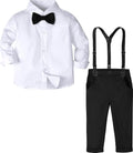 Toddler Suit Boys Formal Outfit Set with Suspender - Soft Cotton Blend
