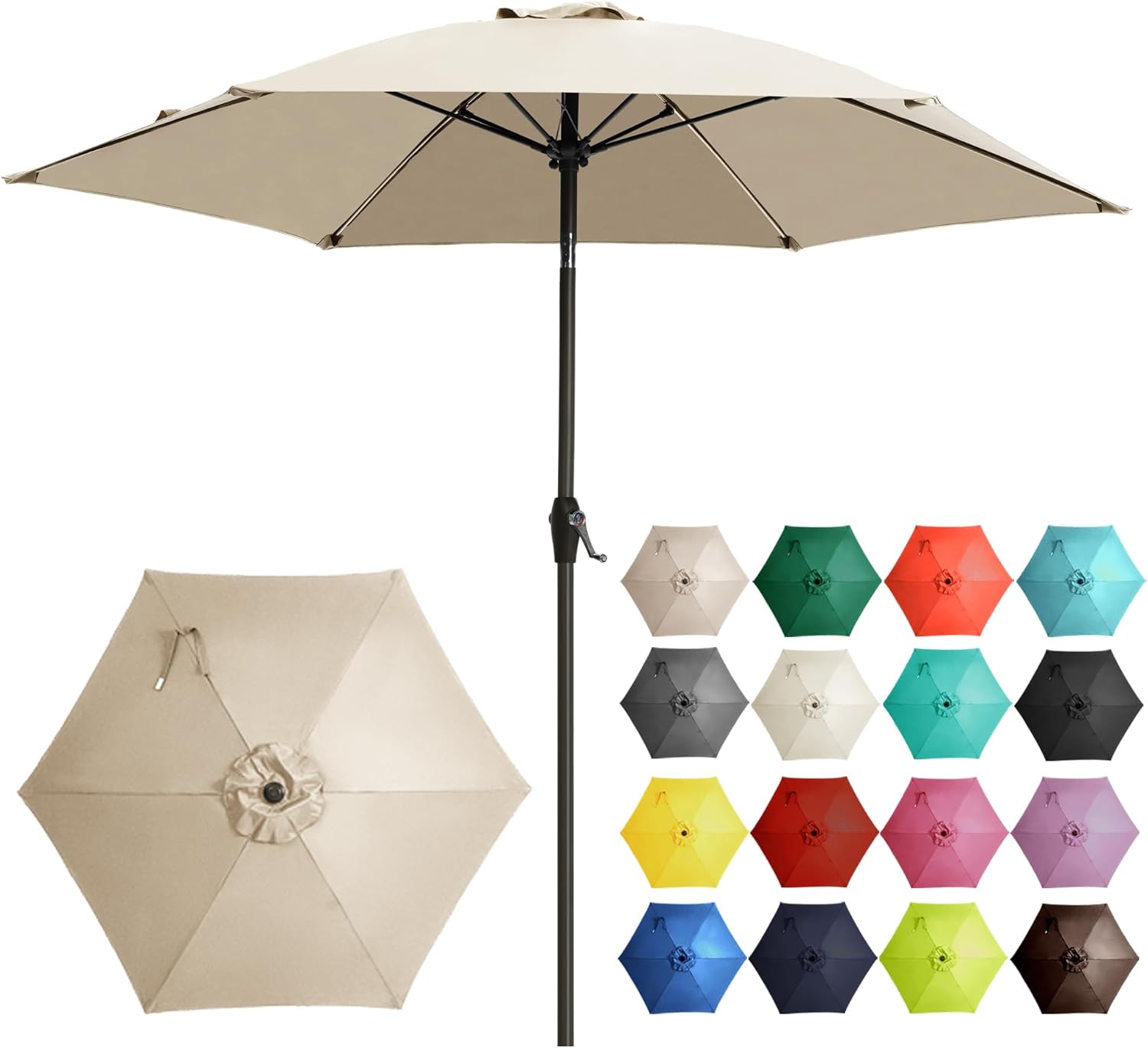 7.5FT Large Outdoor Patio Umbrella for Deck and Garden Use