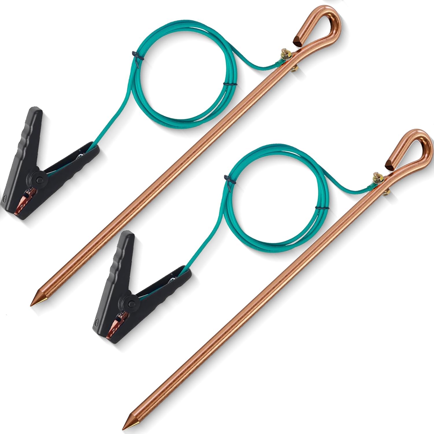 Grounding Rod for Earthing with Crocodile Clip Set of 2