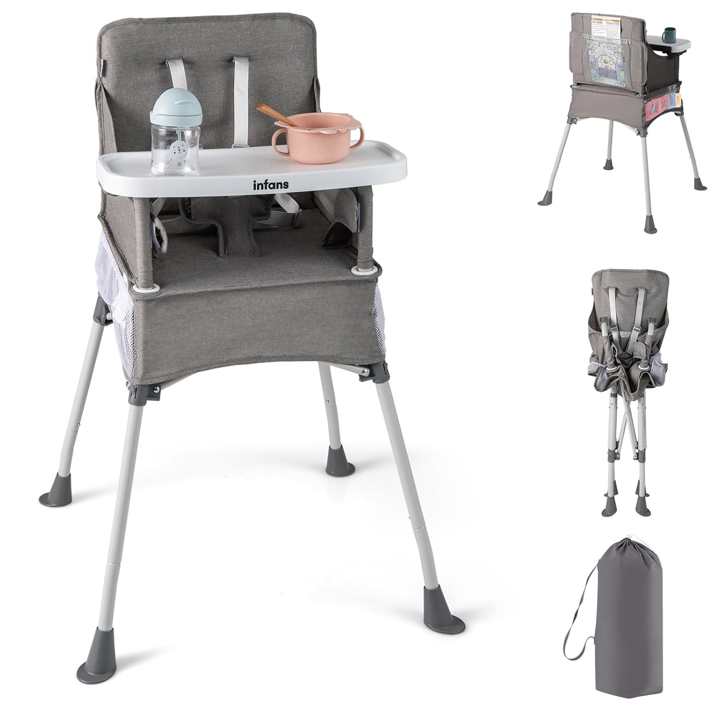 INFANS Foldable Portable High Chair for Babies and Toddlers
