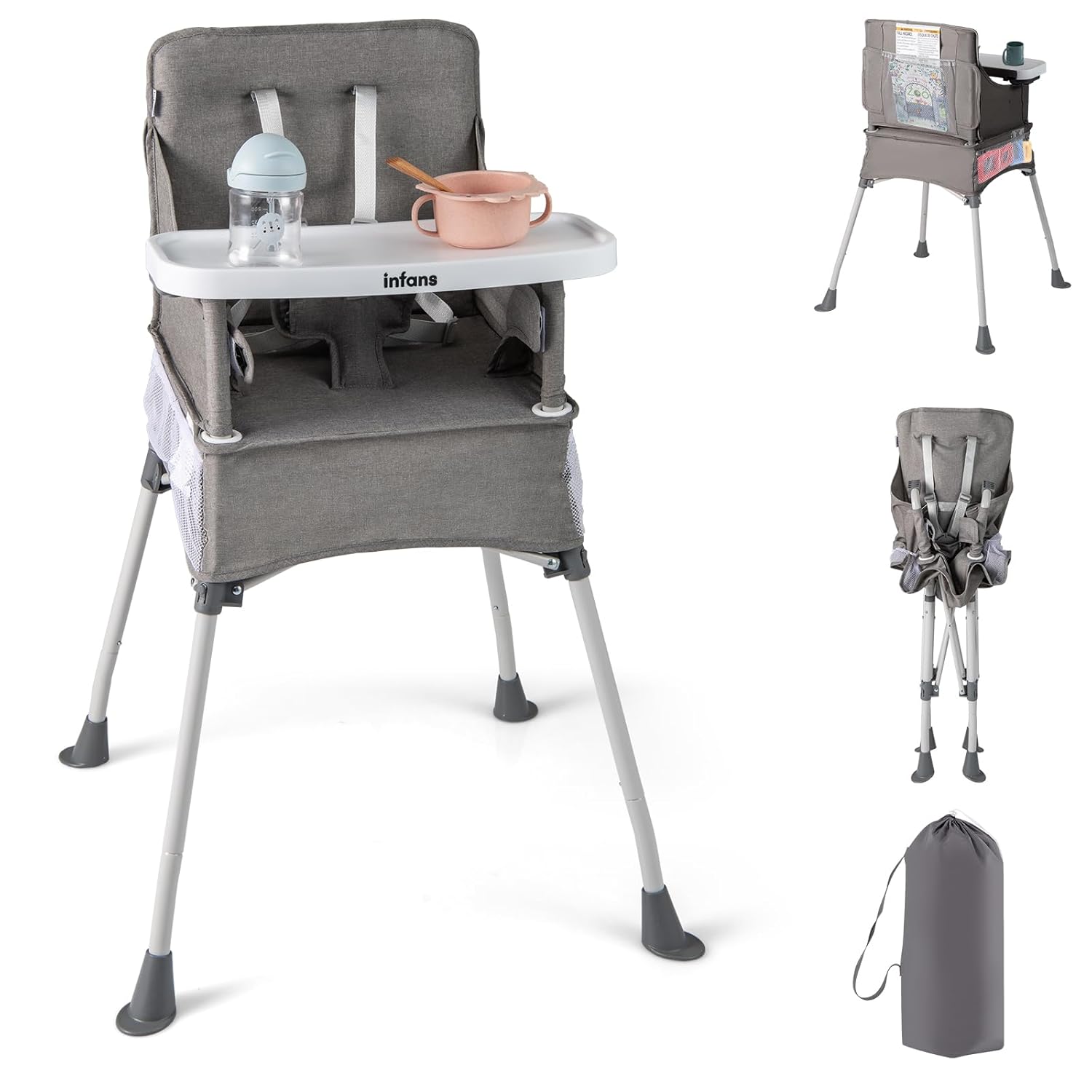 INFANS Foldable Portable High Chair for Babies and Toddlers