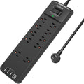 Addtam 15FT Long Power Strip Surge Protector with 10 Outlets and 4 USB
