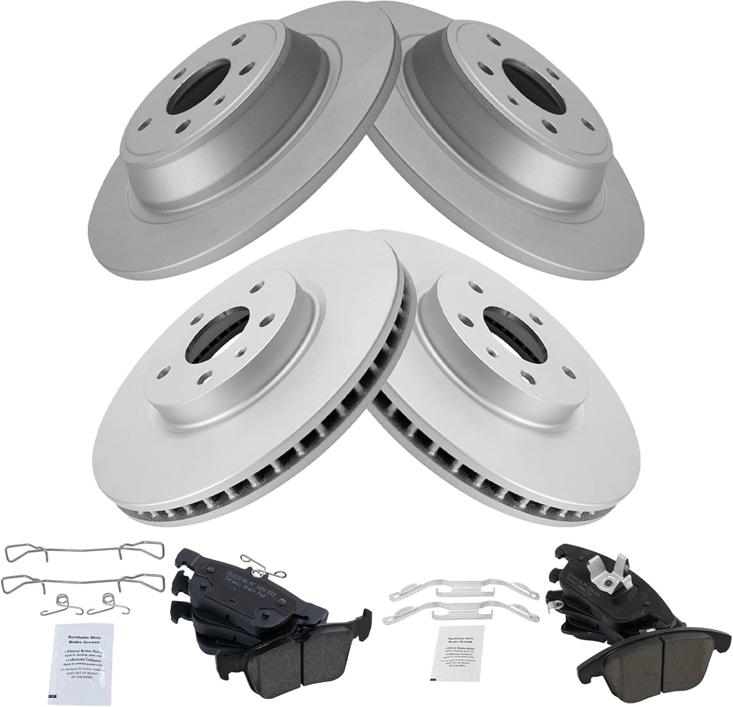 TRQ Front and Rear Brake Pad & Rotor Kit for Ford Fusion