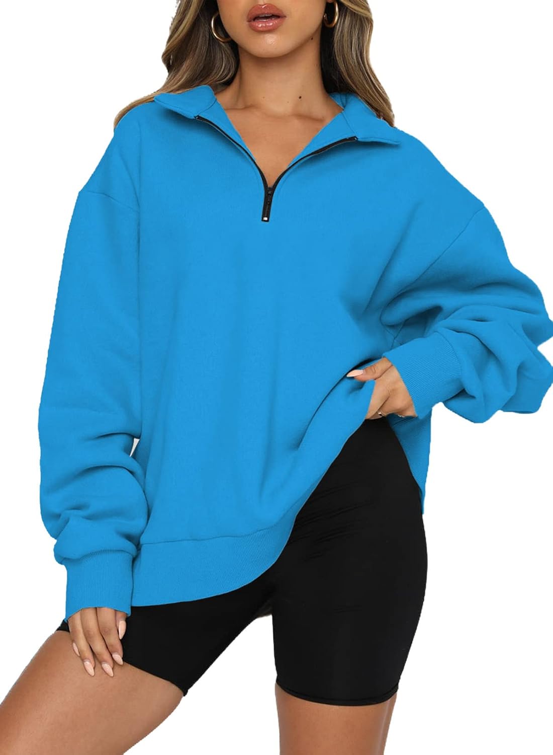 BLENCOT Women's Half Zip Quilted Sweatshirt for Casual Style