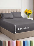 Extra Deep Twin XL Sheet Set - 4 Piece Breathable Cooling Grey