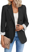 Womens Tweed Plaid Blazer Jacket - Lightweight Summer Layer