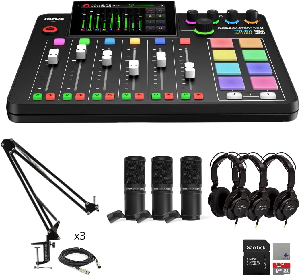 Rode RODECaster Pro II Studio Bundle with ZDM-1 Mic Packs