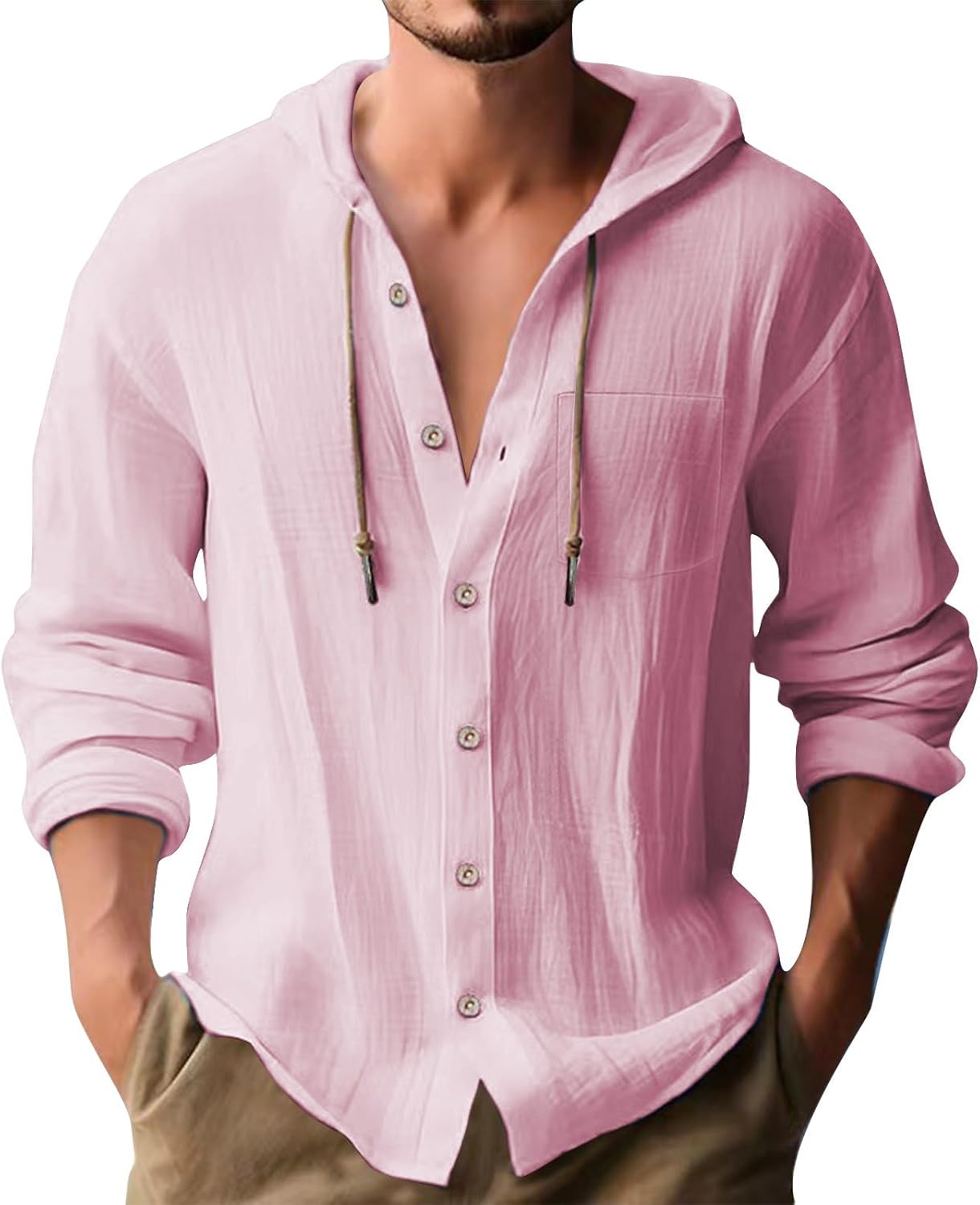 Men's Breathable Hooded Linen Shirt