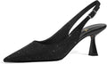 Kitten Heel Slingback Pumps with Rhinestones - Elegant Low Heel