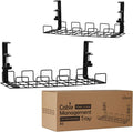 Under Desk Cable Management Trays 2 Pack 16 in Clamp Mounted - No