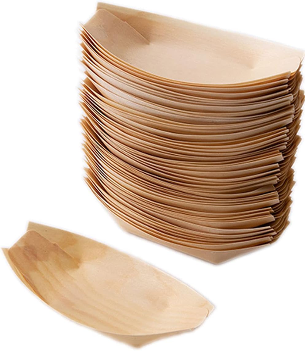 Disposable Wood Boat Plates for Easy Cleanup and Dining Style