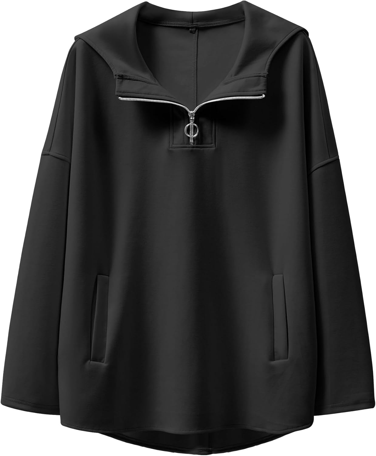 Oversized Hoodie Quarter Zip Sweatshirt for Trendy Teens