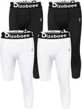 Youth Boys Compression Pants One Leg 3/4 Athletic Leggings - Support