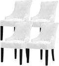 Velvet Stretch Wingback Chair Cover Slipcover - 4PC White Protector