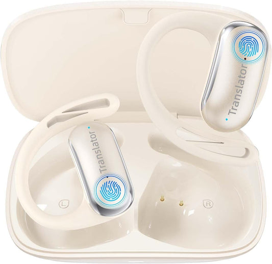 Real-Time 98% Accuracy Translation Earbuds | Offline & Online Translation | ANFIER AF56 Beige