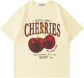 Oversized Graphic Tees Cherries Print T Shirt - Cute Summer Cotton