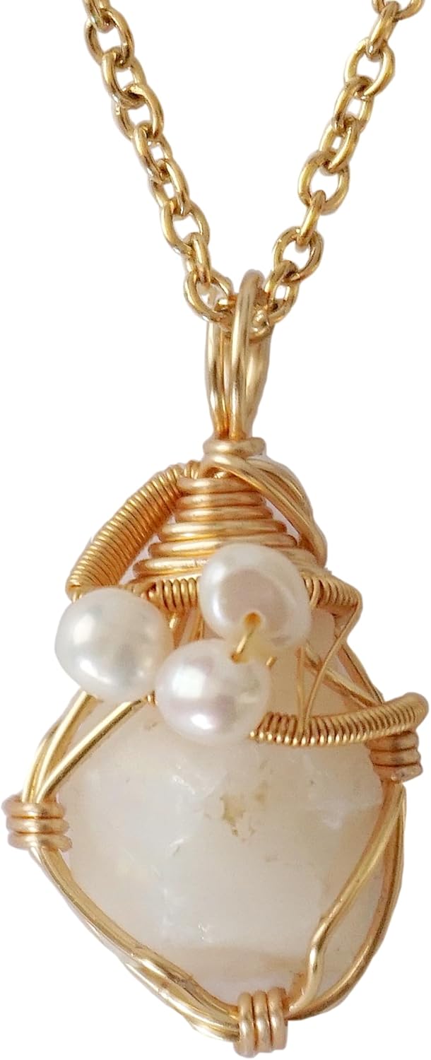 Women's Birthstone & Pearl Statement Crystal Necklace - Gold Plated