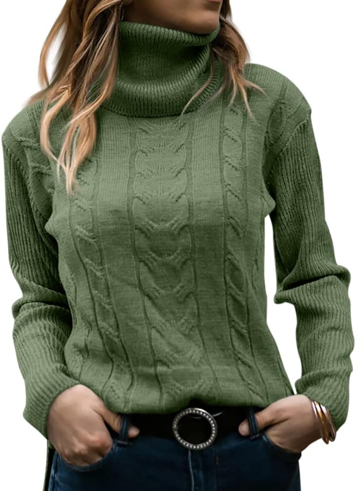 Langwyqu Womens Turtleneck Long Sleeve Cable Knit Sweater Review