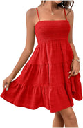 Sundress Smock Cami Mini Dress for Women - Ruffle Hem A Line