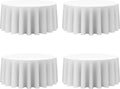 BRILLMAX 4 Pack White Round Tablecloths 132 in - Elegant, Reusable