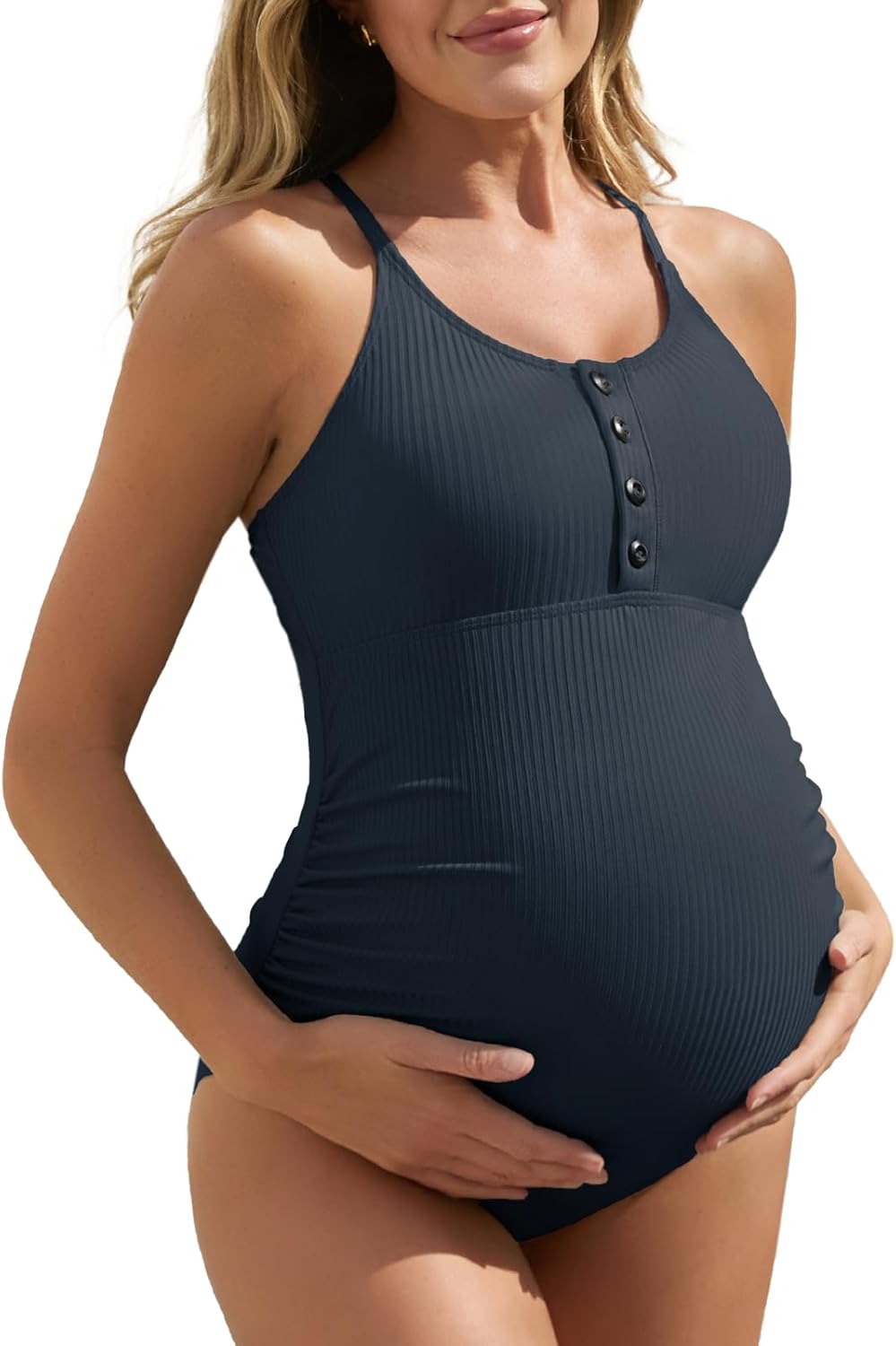 Summer Mae Maternity Swimsuit One Piece with Cross Back Design