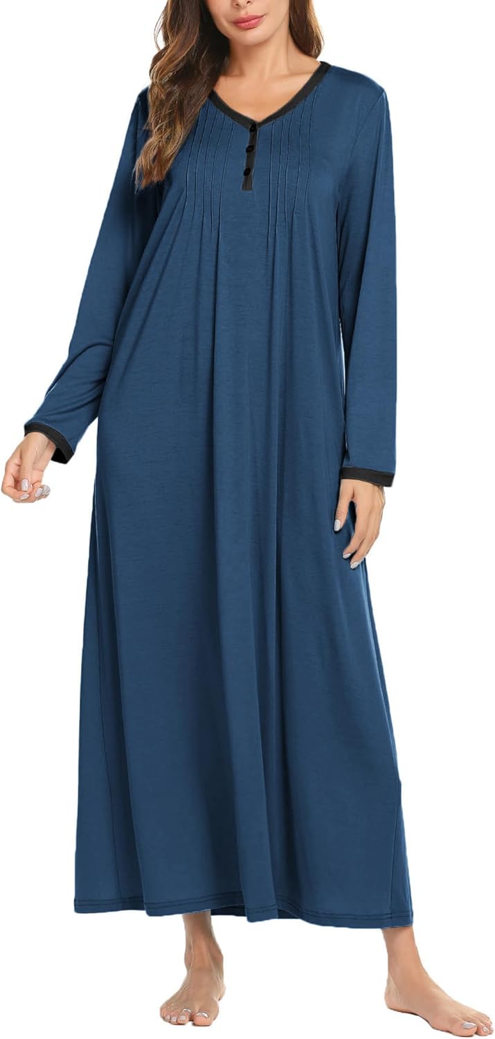 Ekouaer Women's Long Sleeve Nightgown for Comfort and Style