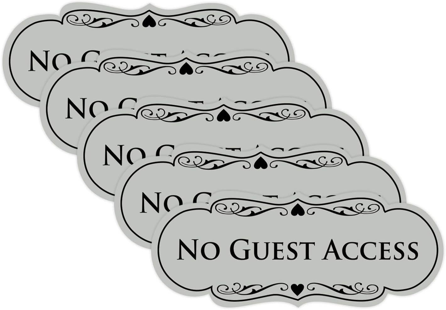 No Guest Access Wall or Door Sign - Durable Plastic 5 Pack