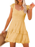 Fessceruna Womens Summer Ruffle A-line Layered Mini Dress - Flowy