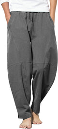 Men's Linen Harem Drawstring Pants - Lightweight Casual Summer Wear