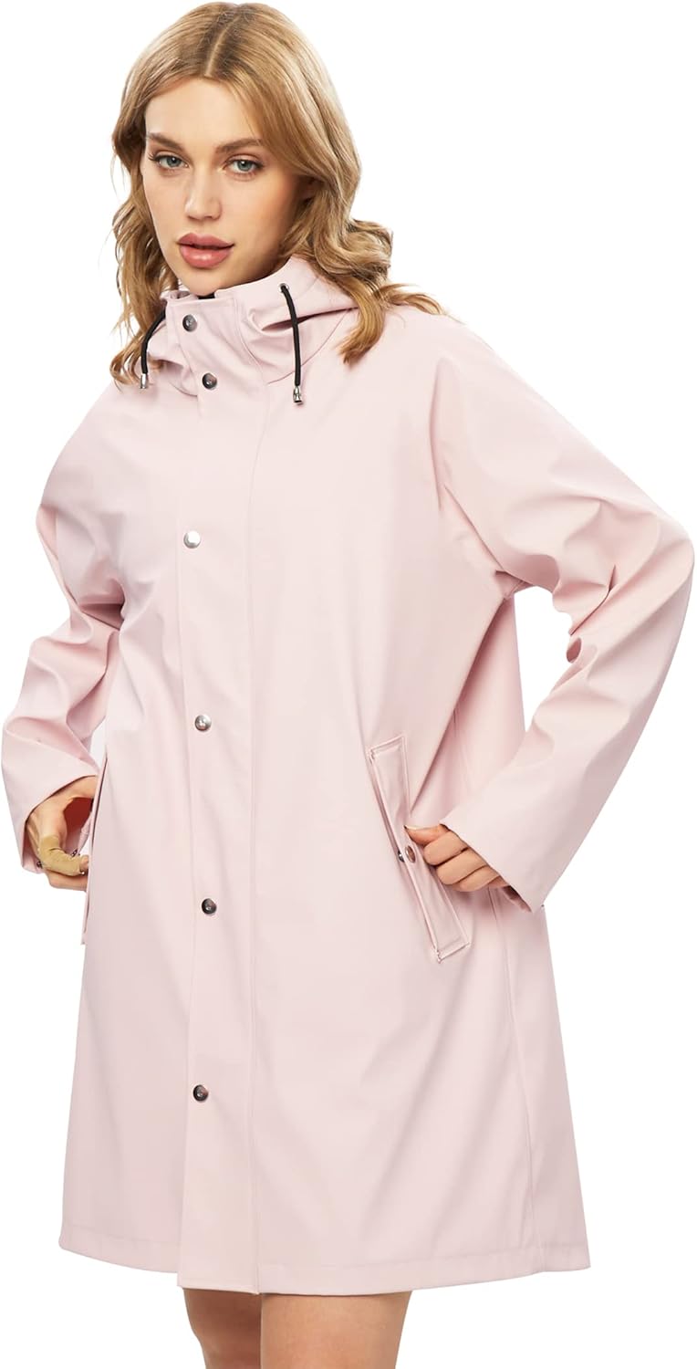 UNIQUEBELLA Rain Jackets for Women - Waterproof Long Raincoat