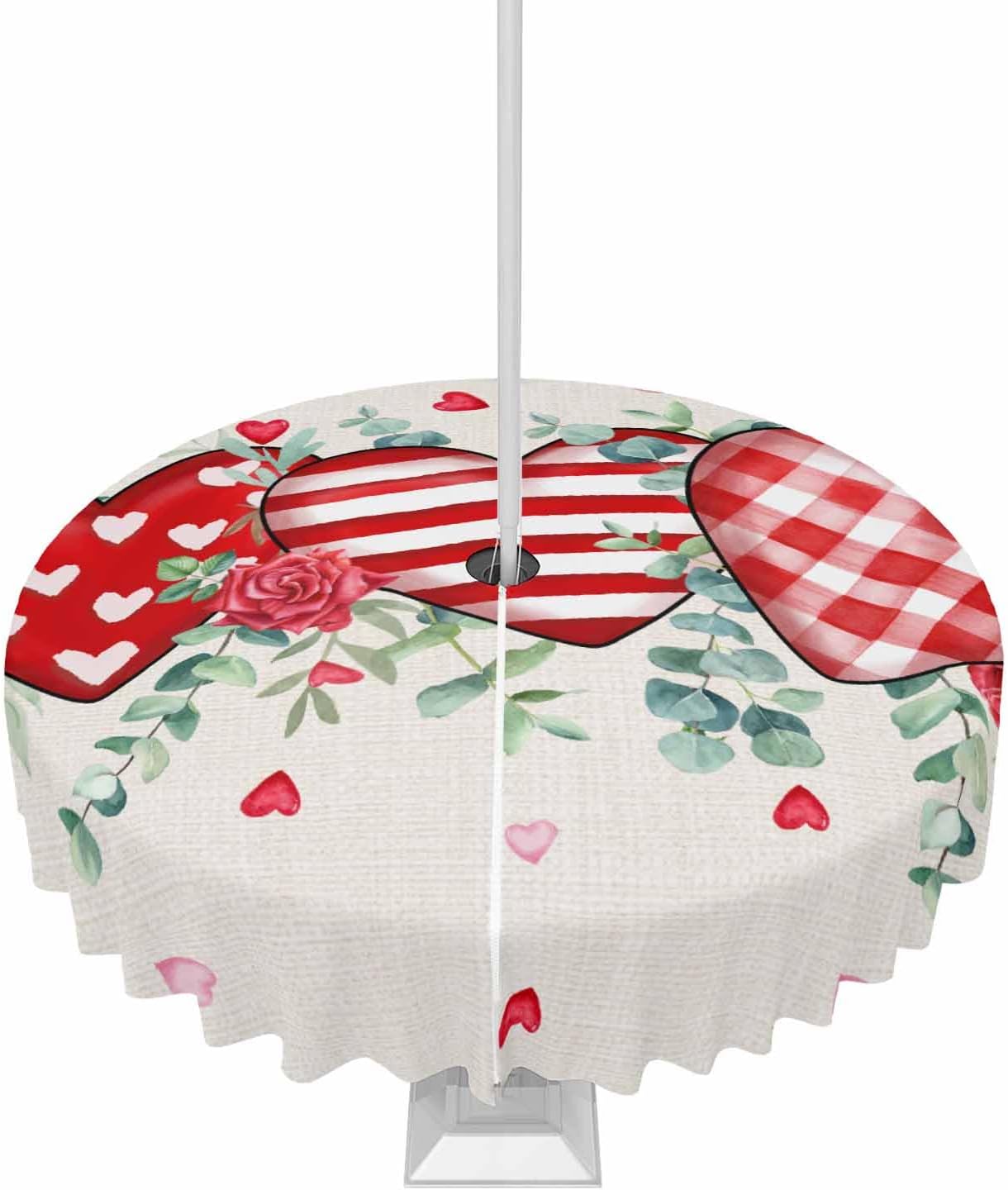Waterproof Round Tablecloth - Love Heart Design