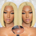 9x6 HD 613 Lace Front Bob Wig Human Hair 12 in - Glueless Natural Look