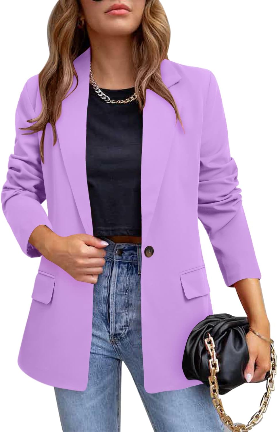 CRAZY GRID Womens Casual Blazer Jacket for Work and Play