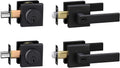 Exterior Door Lock Set Combo Lock - Heavy Duty Matte Black 2-Pack