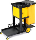 Janitorial Cart with Key-Locking Cabinet and 3 Shelves - Secure
